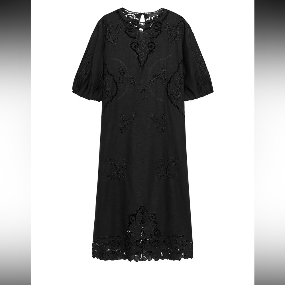Black Eyelet Midi Dress -Zara